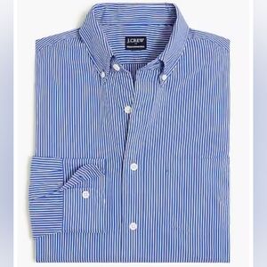 J. Crew Men's Blue and White Striped Button Down Shirt